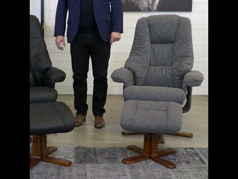 Ställbar Fåtölj Hagagruppen Comfy Becca med Snurrfunktion & Fotpall Gråmelerad Klädsel