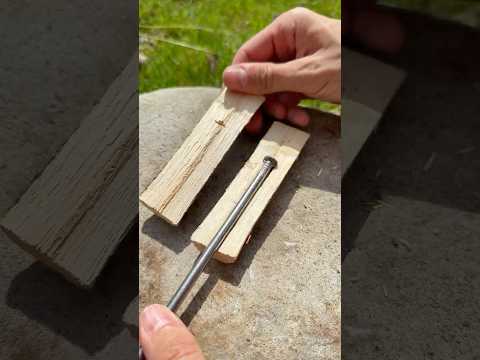 Bushcraft Trick: Survival Tool from a Nail & Stick 🔨 #camping #survival #bushcraft #outdoors