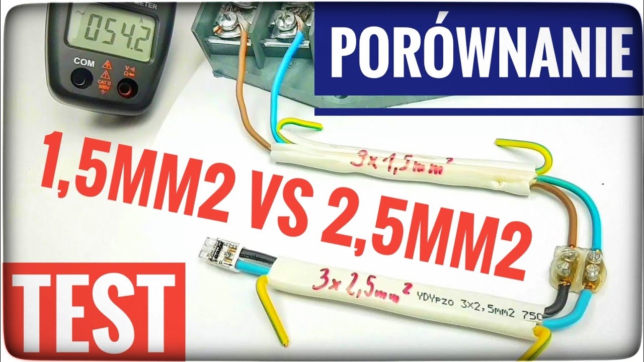 Wytrzymałość prądowa przewodów elektrycznych YDYp 1,5mm2 i 2,5mm2 - TEST przeciążenia i temperatury