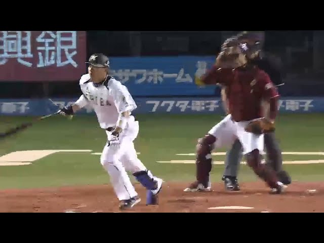 【3回裏】バット折れるも巧打でライト前へ!! マリーンズ・角中 タイムリーで1点返す 2015/6/19 M-E