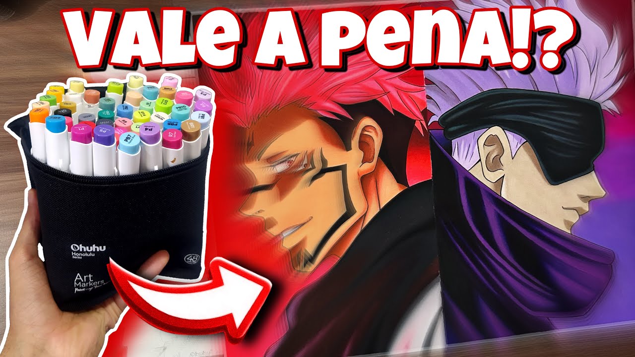 Testei Um Marcador Super Barato! O que Achei?? Review Marcadores Ohuhu [Drawing Sukuna VS Gojo]