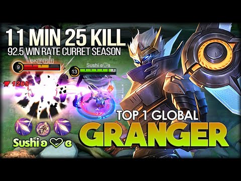 100% Deadly Bullet! 11 Minutes 25 Kill. Sυshi ʚ♡ɞ Top 1 Global Granger - Mobile Legends: Bang Bang