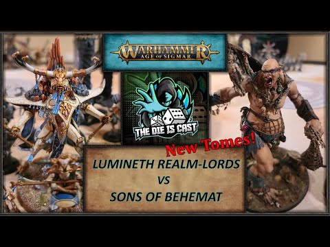 New Tomes! Lumineth Realm-Lords vs Sons of Behemat - AoS GHB Season 1 Battle Report