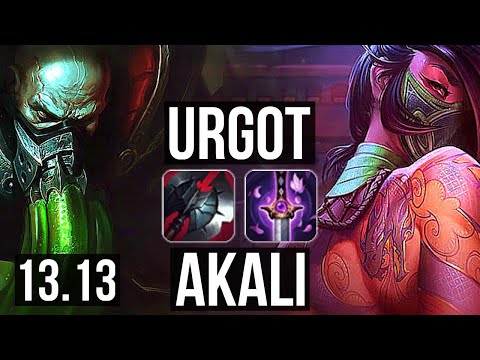 URGOT vs AKALI (TOP) | Rank 2 Urgot, 4/0/2 | NA Grandmaster | 13.13
