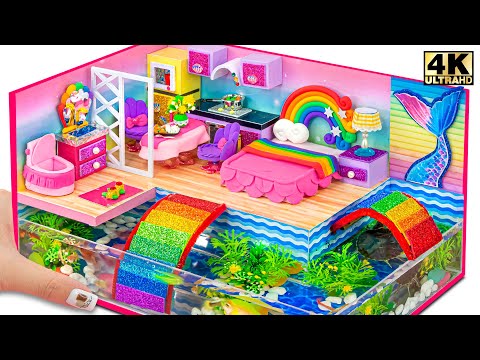 Byg Dream Rainbow Mermaid House med akvarium omkring fra pap ❤️ DIY Miniature House