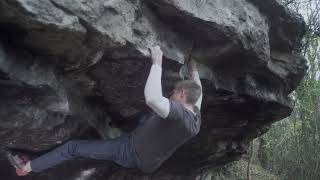 Video thumbnail of Tomahawk, 8B+. Roche Abbey