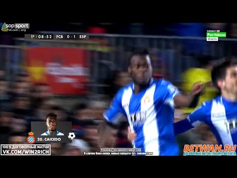 Felipe Caicedo Goal vs FC Barcelona | FC Barcelona vs Espanyol Barcelona 4-1 | 06/01/16