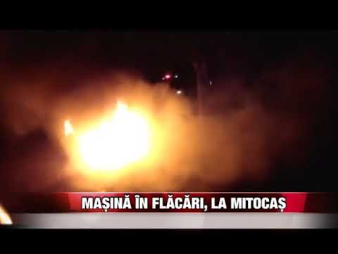 Mașină în flăcări, la Mitocaș