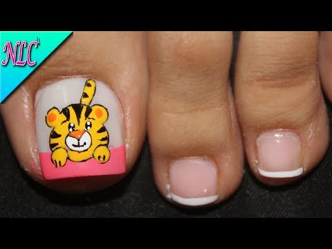 DISEÑO DE UÑAS PARA PIES TIGRE Y FRANCÉS – TIGER NAIL ART – FRENCH NAIL ART – NLC