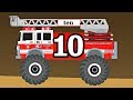 Monster Trucks Fire Trucks Teach Kids Counting Numbers Preschool Educational Video For Toddlers