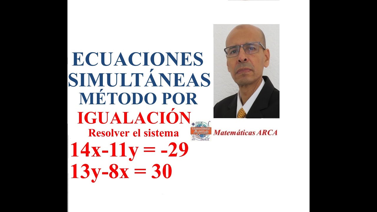 Resolver el sistema 1) 14x-11y=-29 2) 13y-8x=30. Ecuaciones simultáneas Método de IGUALACIÓN