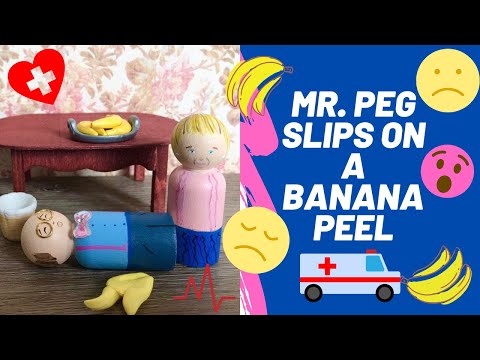 Mr. Peg slips on a banana peel #pegsellentadventures #trynottolaugh #slapstickclips