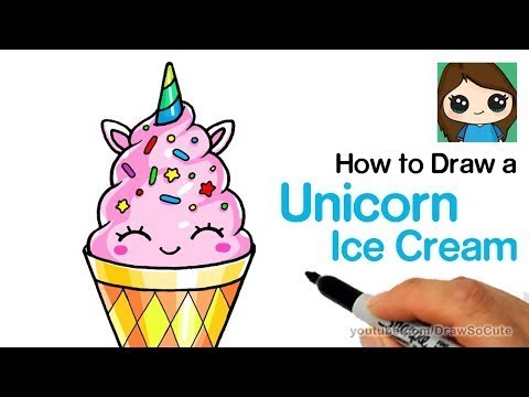How to draw ice cream/cutte ice cream drawing!! Unicorn ice cream