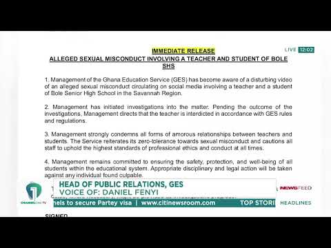 GES Interdicts Bole SHS Teacher Over Alleged Misconduct With Student | News Feed