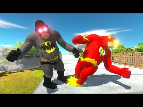 BATMAN GORO VS WHITE SUPERMAN T-REX VS FLASH GORO DEATH RUN - Animal Revolt Battle Simulator