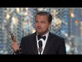 Leonardo DiCaprio winning Best Actor Leonardo DiCaprio winning Best Actor