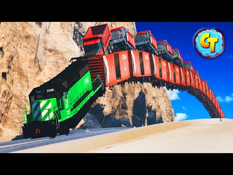 Train Accidents Derailments ✅ Long Trains Railroad High Speed Jumps ✅ BeamNG DRIVE