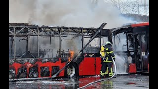 Millionenschaden - Großbrand im Busdepot
