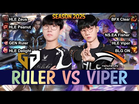 GEN Ruler vs HLE Viper - Ruler CAITLYN vs Viper YUNARA ADC - Patch 25.15 KR Ranked | lolrec