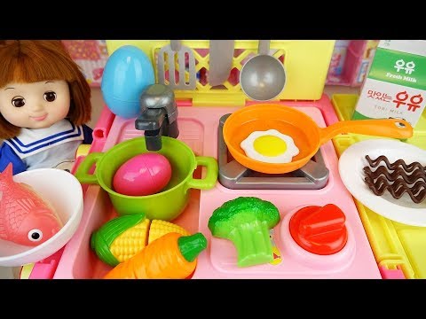 Baby doll kitchen cart food cooking toys baby Doli play