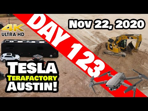 Tesla Gigafactory Austin 4K  Day 123 - 11/22/20 - Tesla Terafactory Texas Preparing for a HUGE WEEK!