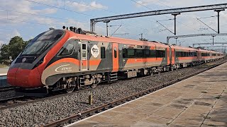 India's Vande Bharat Express speeds into town.