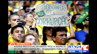 Continúan las manifestaciones en Brasil tras anuncio de no subir tarifa al transporte público