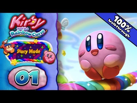 Kirby and the Rainbow Curse - Part 1: World 1-1 | The Adventure Begins! 100% Walkthrough
