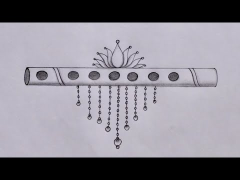 Krishan bansuri drawing || Flute drawing easy ||  