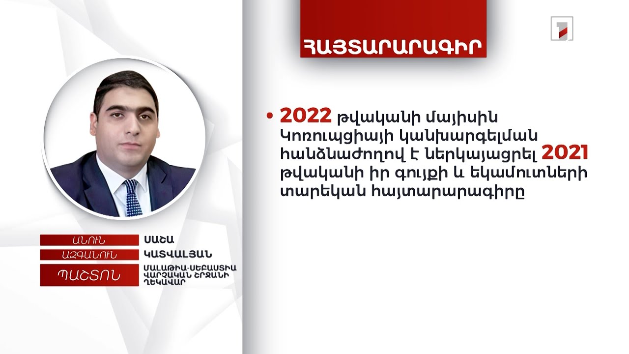1 անշարժ գույք, 13 մլն դրամ. Մալաթիա-Սեբաստիա վարչական շրջանի ղեկավար Սաշա Կատվալյանի հայտարարագիրը