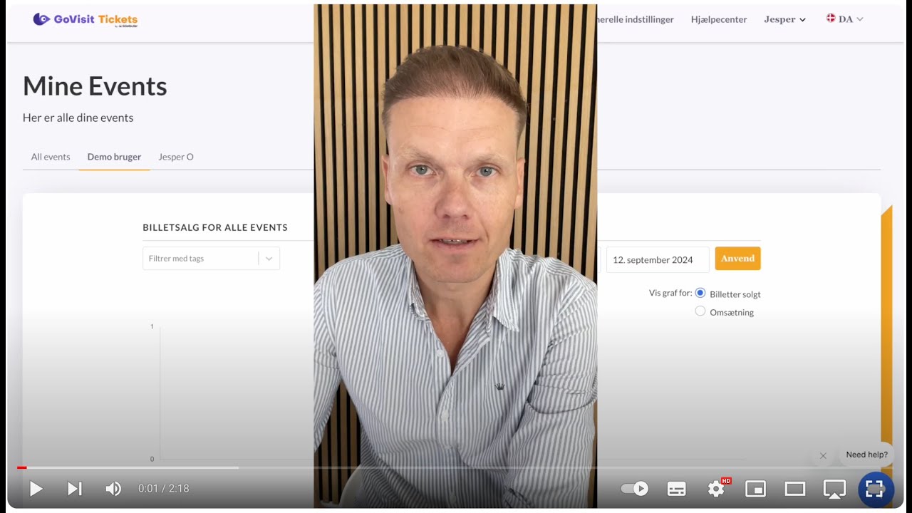 Sådan sætter du billeter til salg på GoVisit 
