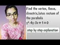 Find The Vertex Focus Directrix And Latus Rectum Of The Parabola Y² 4y 3x 1 0 Parabola Part 2