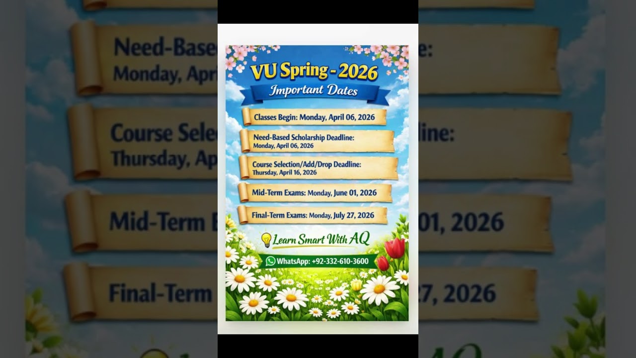 VU Spring 2026 Important Dates | Classes, Mid & Final Exams Schedule | Complete Guide