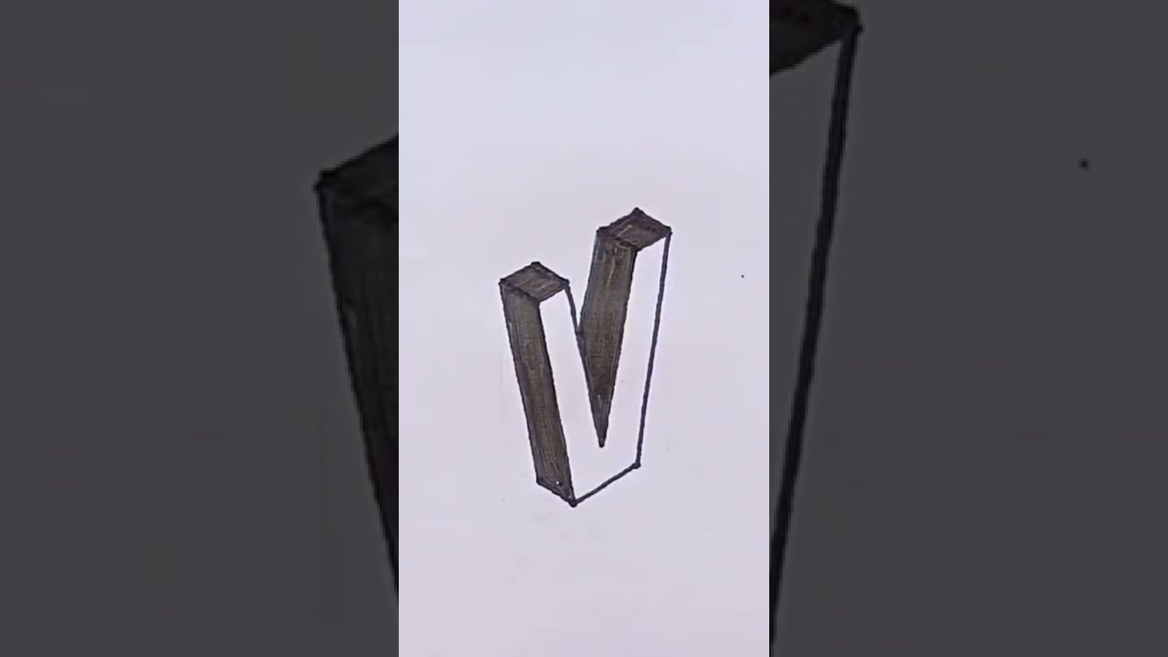 How to draw 3d letter v simple drawing tutorial #shorts