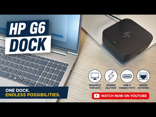 Vídeo relacionado con HP USB-C Docking Station 100W G6 / Estación de Acoplamiento Multipuerto con Cable - HDMI 2.1, 2X DisplayPort 1.4, 3X USB-A, USB-C, RJ45, Audio, Compatible con myHP, Windows, macOS y Chrome OS, Negro