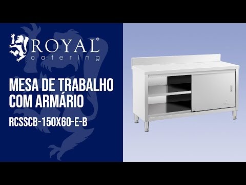 vídeo - Mesa de trabalho com armário - 150 x 60 cm - 600 kg - rebordo