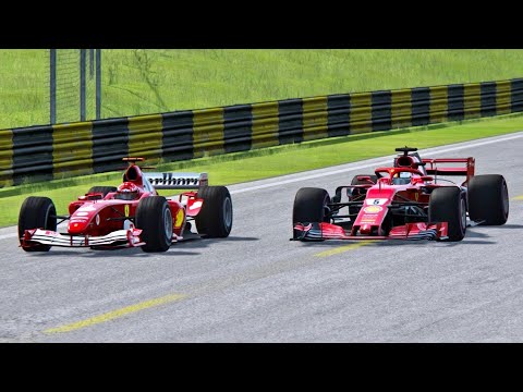 Ferrari F1 2018 vs Ferrari F1 2004 - Interlagos 1975