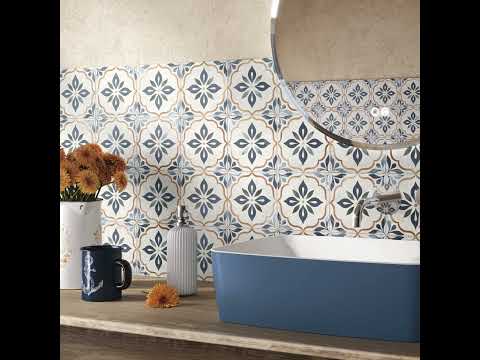Carrelage sol effet carreaux de ciment Castle lina bleu 15*15 cm