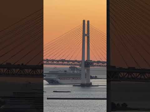 Thumbnail for At Sunrise Diamond Princess Cruise Ship Squeezes Under Yokohama Bay Bridge with Just Feet to Spare