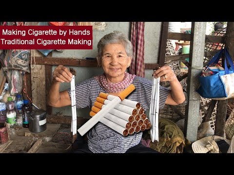 Making Cigarette by Hands,Traditional Cigarette Making by Old Woman in Battambang, Cambodia