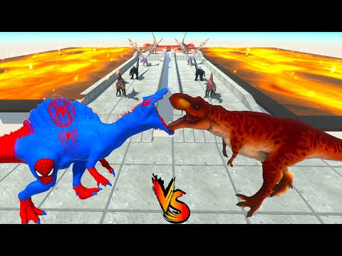 PREHISTORIC T-REX vs SPIDER-MAN SPINOSAURUS WHO IS STRONGER and FASTER - ARBS