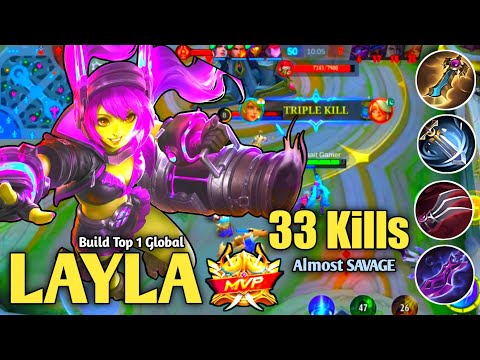 33 Kills!! Almost Savage!! Unstoppable Layla🔥 #mlbb