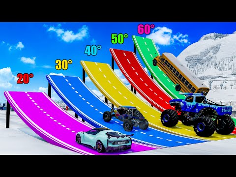 Cars Climb Which Ramp gives Longest Jump in Beamng.Drive