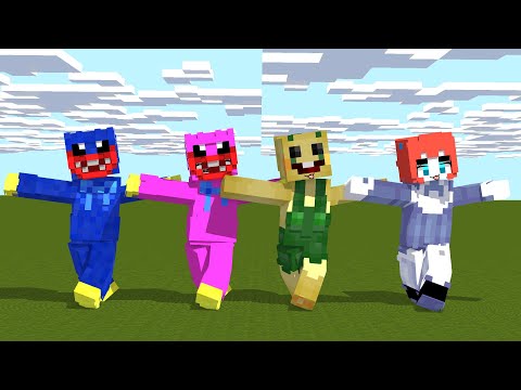 MONSTER SCHOOL :SHUFFLE MEME - HUGGY WUGGY, KISSY MISSY, BUNZO BUNNY AND POPPY - MINECRAFT ANIMATION