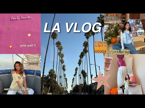 LA VLOG🌴🌞🌊⭐️ hailey bieber smoothie, rodeo drive, santa monica pier, hollywood sign & pink wall ! 
