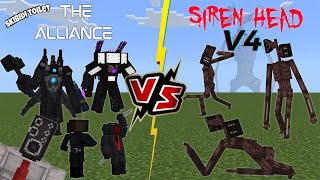New Siren Head V4 VS The Alliance Skibidi Toilet [Minecraft PE]