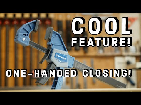 Part of a video titled Rockler Spring-Loaded, One-Handed Bar Clamps | Review - YouTube