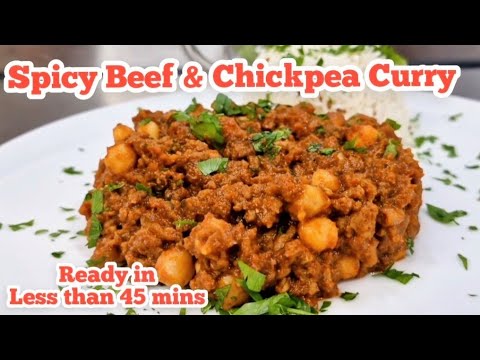 Minced Ground Beef & Chickpea Curry - Quick & Easy Dinner #chefarchiepie #mincedbeef #groundbeef
