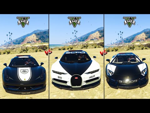 Bugatti Chiron VS Lamborghini Aventador VS Ferrari Police in GTA 5 Mods - Which Car is Best?