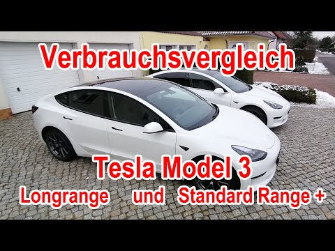 Verbrauchsvergleich Tesla Model 3 LR MiA 2021 und SR+ MiC 2020 Autobahn bei 120 km/h